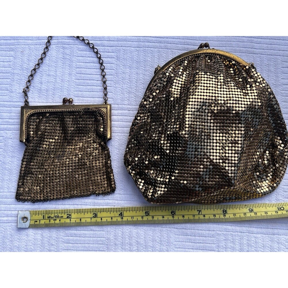 1920s -30s Whiting & Davis Gold Mesh Purse & Coin Purse Set Made in USA Vintage